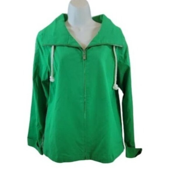 Denim &amp; Co Green Jacket Zip Front NEW NWT Medium M - Picture 1 of 3